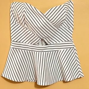 Charlotte Ruse white with black stripes top/blouse